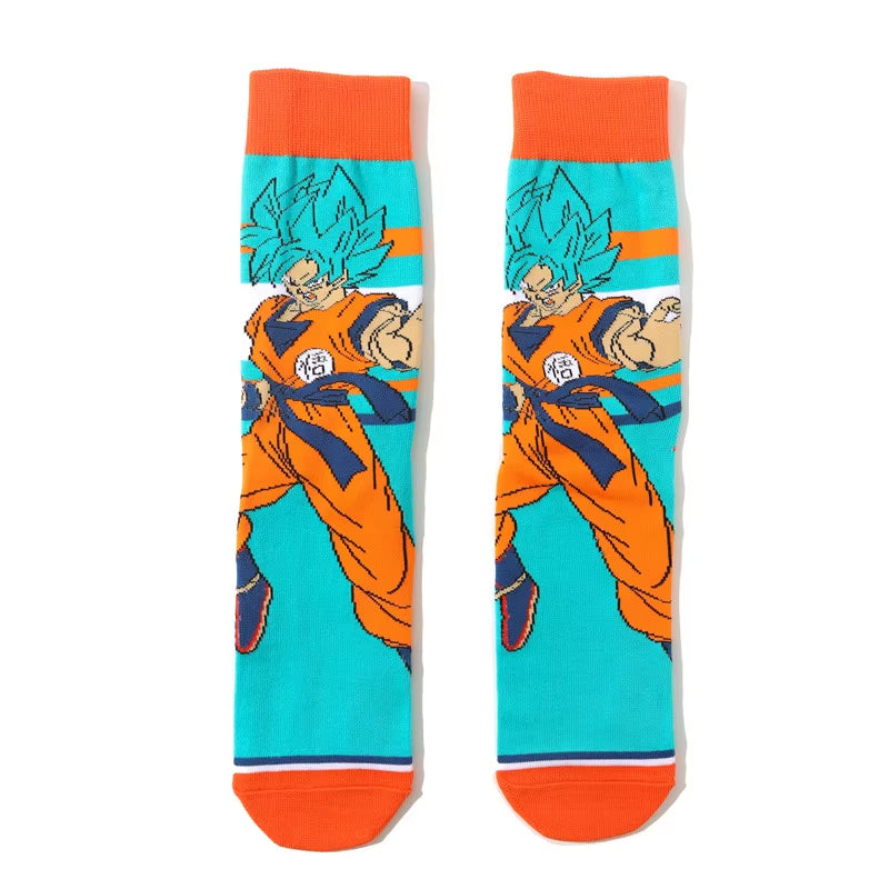 Son Goku Anime Socks Men Cartoon Hip Hop Print Skateboard Socks Personality Casual Cotton Long Sock Breathable Sock