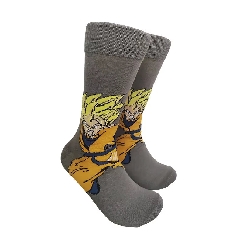 Son Goku Anime Socks Men Cartoon Hip Hop Print Skateboard Socks Personality Casual Cotton Long Sock Breathable Sock