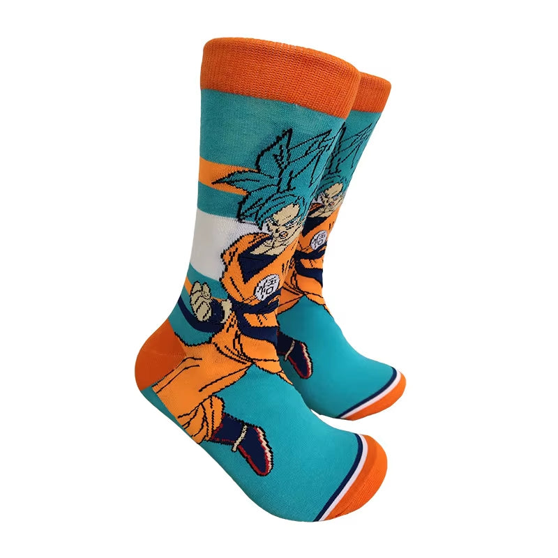 Son Goku Anime Socks Men Cartoon Hip Hop Print Skateboard Socks Personality Casual Cotton Long Sock Breathable Sock