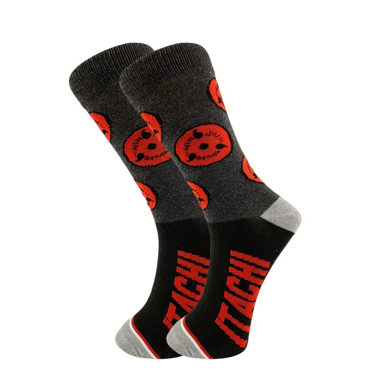 Naruto High Quality Sockings Uchiha Itach Akatsuki Socks Anime New Unisex Adult Cotton Socks Halloween Cosplay Outdoor Riding