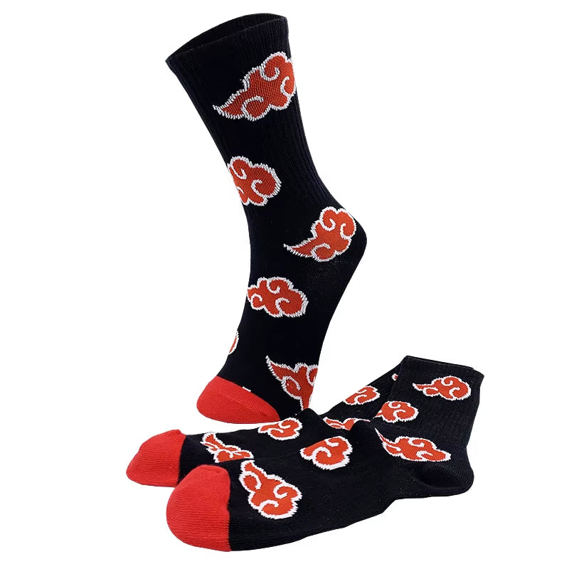 Naruto High Quality Sockings Uchiha Itach Akatsuki Socks Anime New Unisex Adult Cotton Socks Halloween Cosplay Outdoor Riding