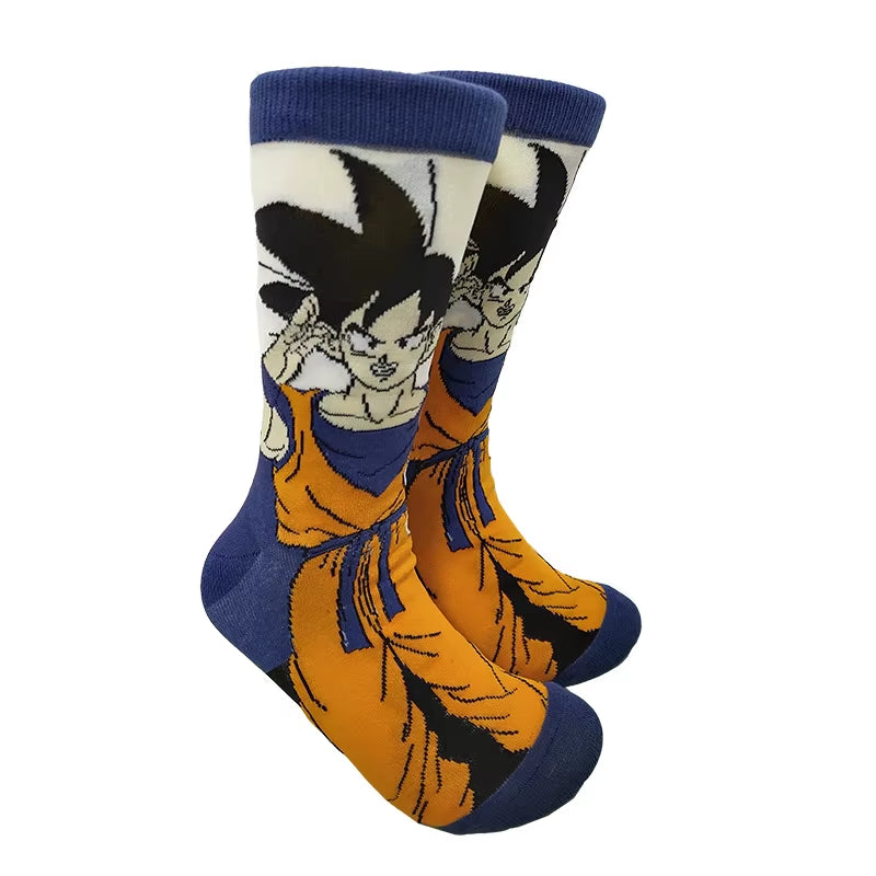 Son Goku Anime Socks Men Cartoon Hip Hop Print Skateboard Socks Personality Casual Cotton Long Sock Breathable Sock