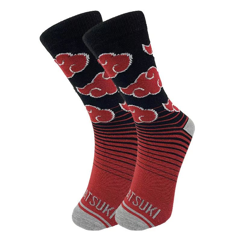 Naruto High Quality Sockings Uchiha Itach Akatsuki Socks Anime New Unisex Adult Cotton Socks Halloween Cosplay Outdoor Riding