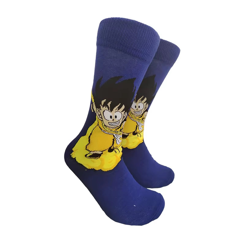 Son Goku Anime Socks Men Cartoon Hip Hop Print Skateboard Socks Personality Casual Cotton Long Sock Breathable Sock