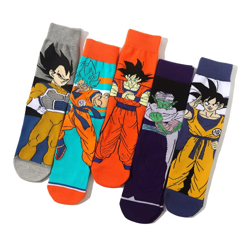 Son Goku Anime Socks Men Cartoon Hip Hop Print Skateboard Socks Personality Casual Cotton Long Sock Breathable Sock