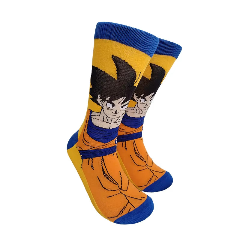 Son Goku Anime Socks Men Cartoon Hip Hop Print Skateboard Socks Personality Casual Cotton Long Sock Breathable Sock