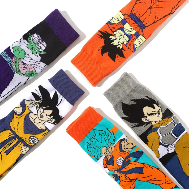 Son Goku Anime Socks Men Cartoon Hip Hop Print Skateboard Socks Personality Casual Cotton Long Sock Breathable Sock